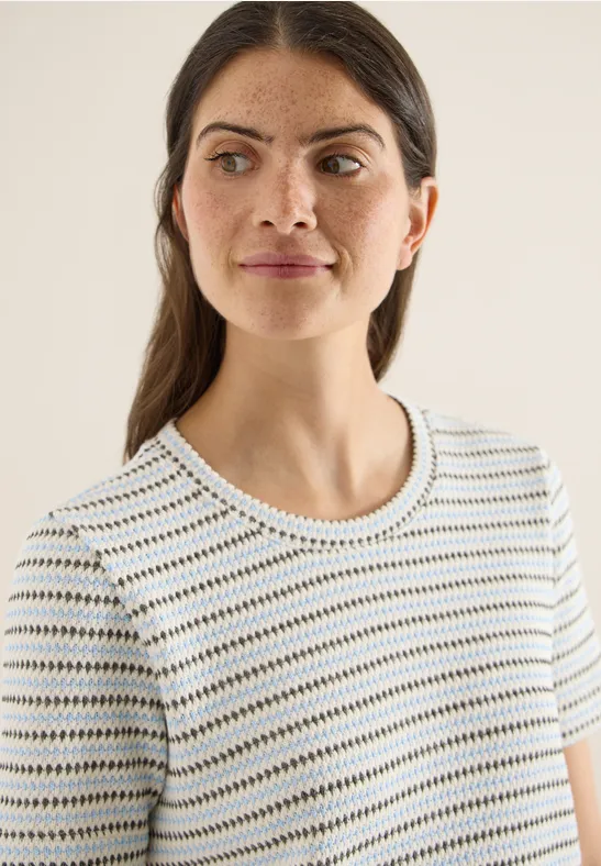 T-shirt à manches courtes avec col rond et structure vanilla white