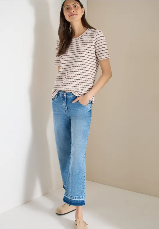 Kurzarm Shirt mit Rundhals und Struktur sweet grape red