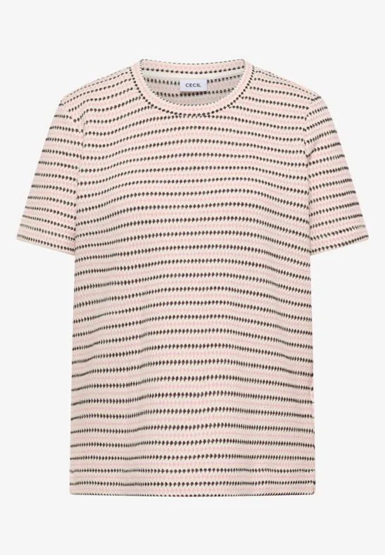 Kurzarm Shirt mit Rundhals und Struktur sweet grape red