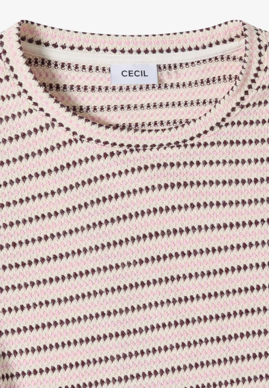 Kurzarm Shirt mit Rundhals und Struktur sweet grape red