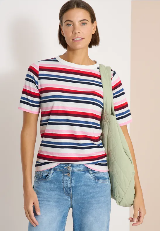 T-shirt à manches courtes avec rayures multicolores universal blue