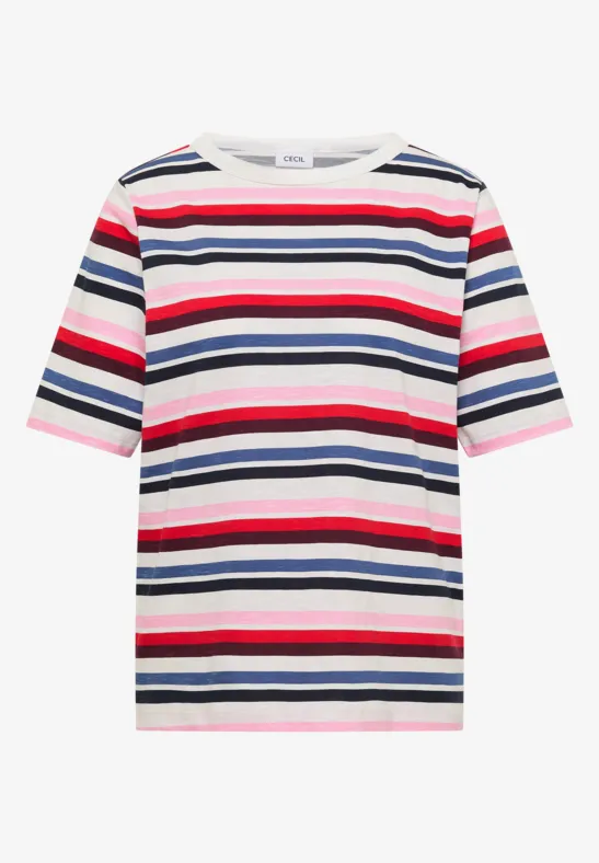 T-shirt à manches courtes avec rayures multicolores universal blue