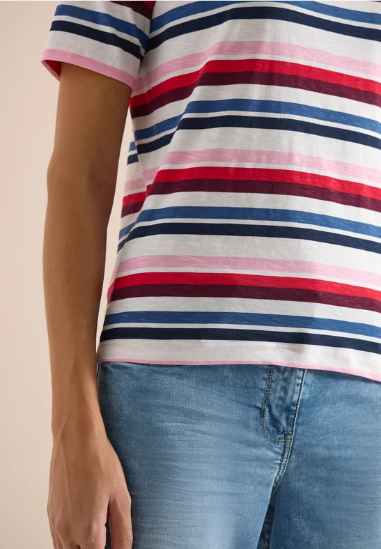 T-shirt à manches courtes avec rayures multicolores universal blue