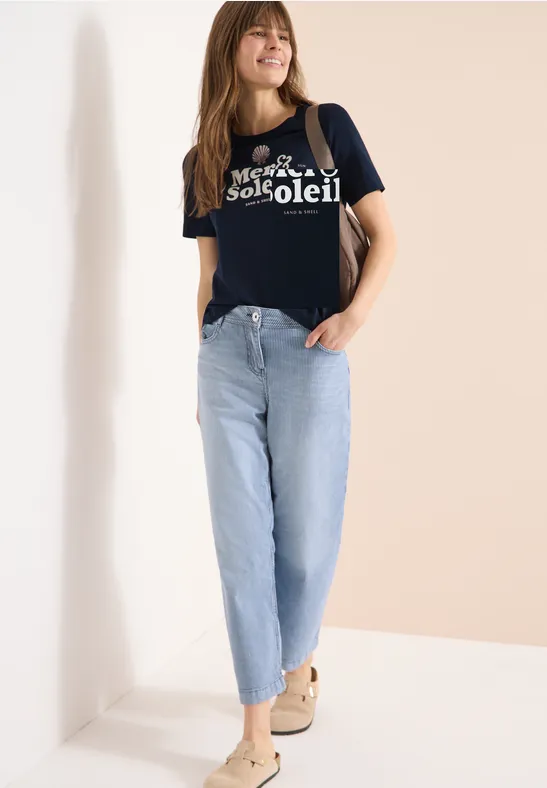 T-shirt à col rond avec wording universal blue