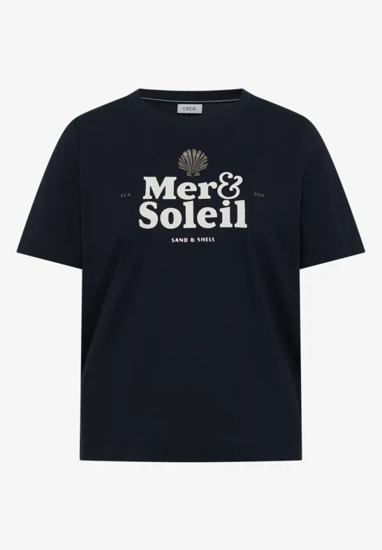 T-shirt à col rond avec wording universal blue