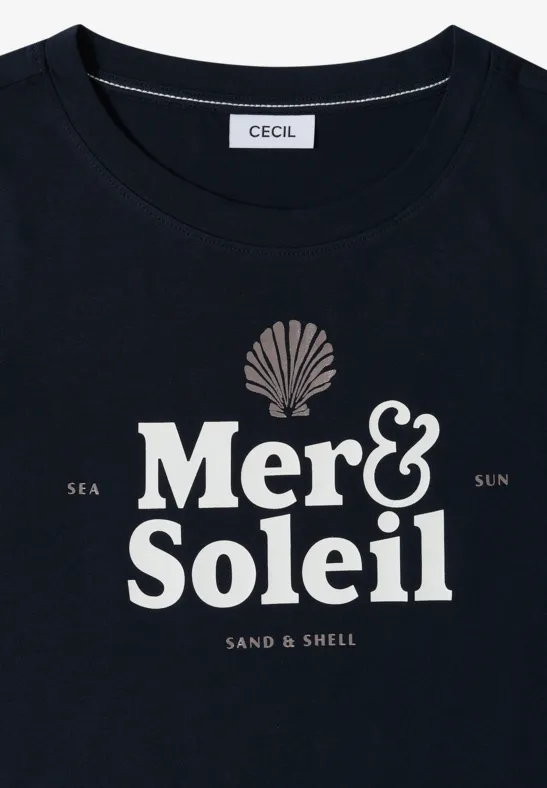 T-shirt à col rond avec wording universal blue