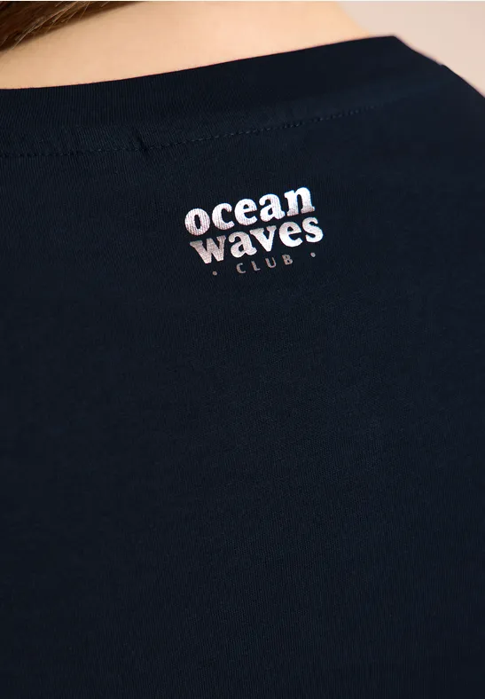 T-shirt à col rond avec wording universal blue