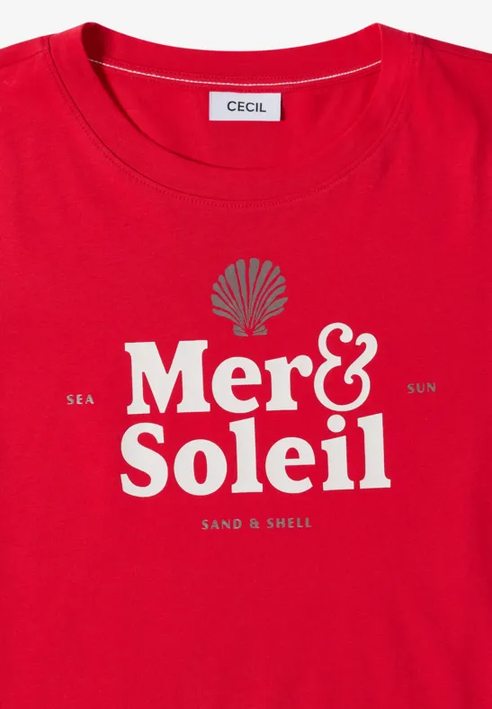 T-shirt à col rond avec wording glazed apple red