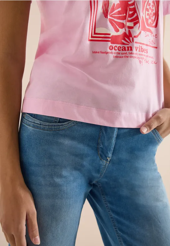 Shirt mit Rundhals und maritimem Print light blush rose