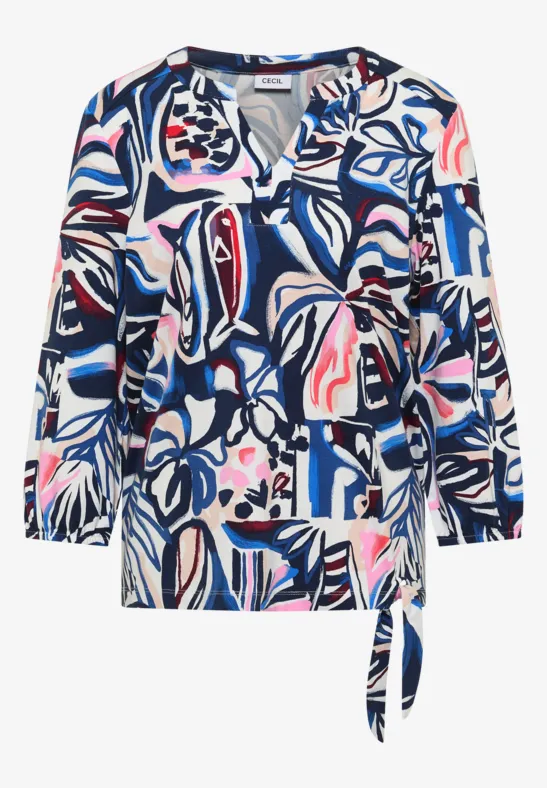 T-shirt à manches 3/4 avec détail de nœuds universal blue