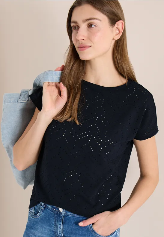 T-shirt avec col ajouré universal blue