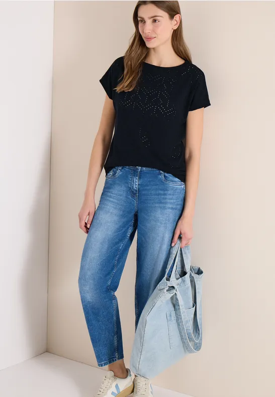 T-shirt avec col ajouré universal blue