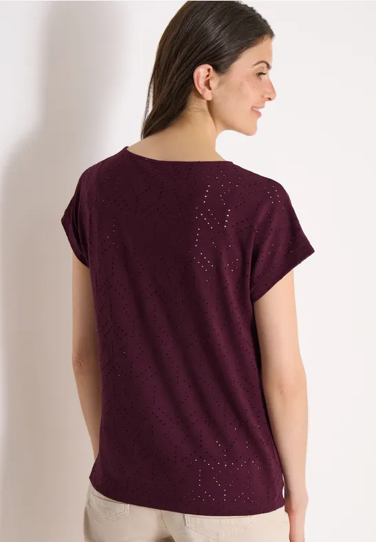 T-shirt avec col ajouré sweet grape red