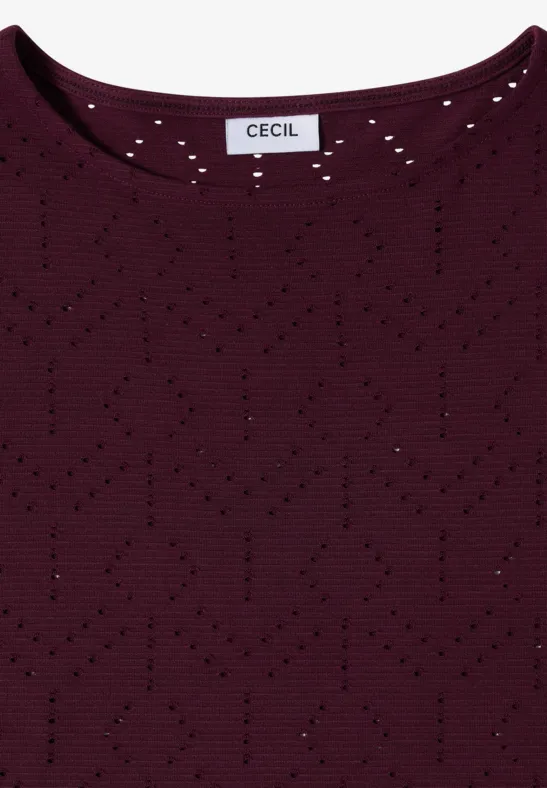 T-shirt avec col ajouré sweet grape red