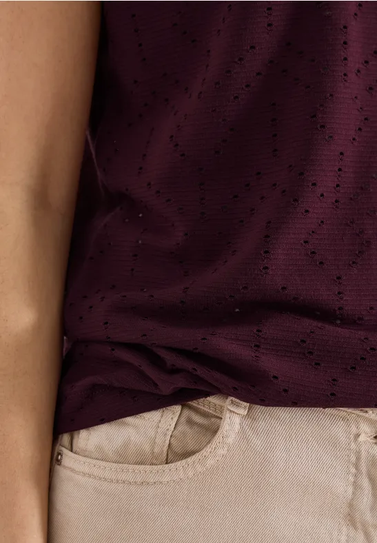 T-shirt avec col ajouré sweet grape red