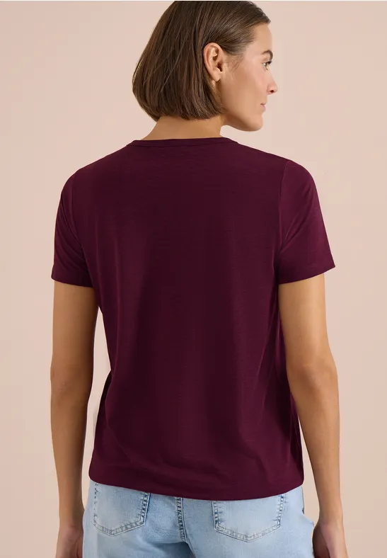 Kurzarm Shirt in Ausbrenner-Optik sweet grape red