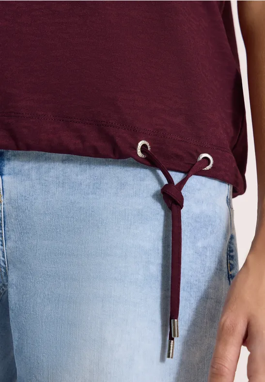 Kurzarm Shirt in Ausbrenner-Optik sweet grape red