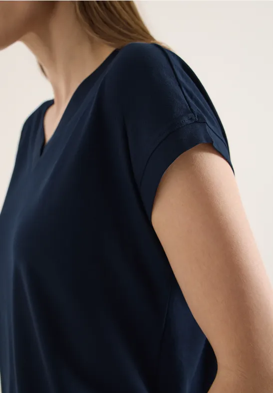 T-shirt à manches courtes et col en V en couleur unie universal blue