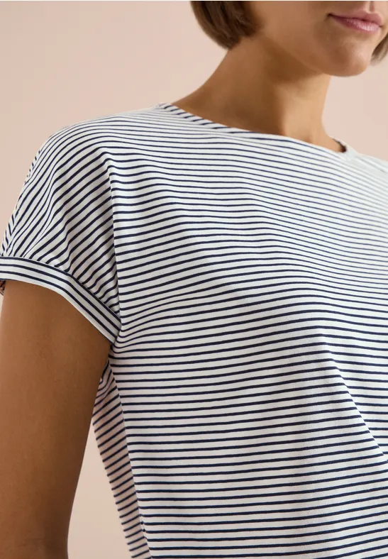 Kurzarm Shirt mit Boatneck und Knöpfen universal blue