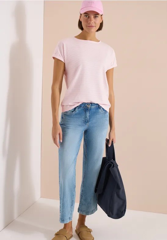 Kurzarm Shirt mit Boatneck und Knöpfen light blush rose