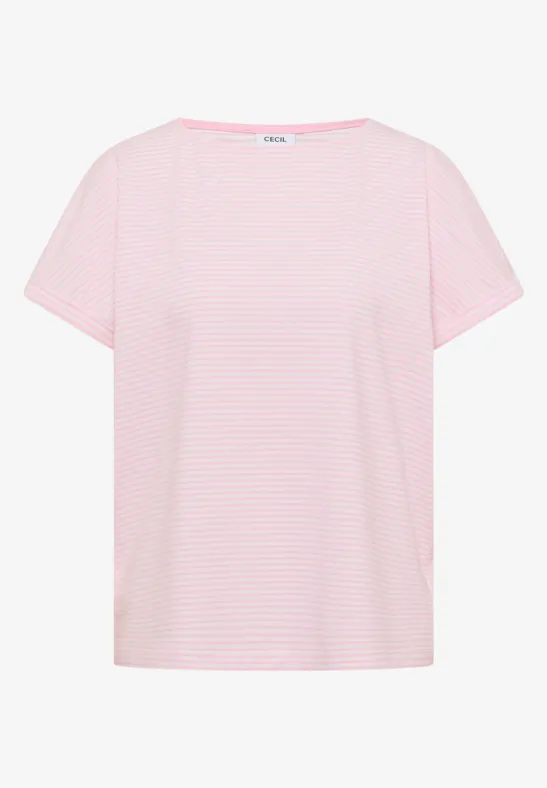 Kurzarm Shirt mit Boatneck und Knöpfen light blush rose