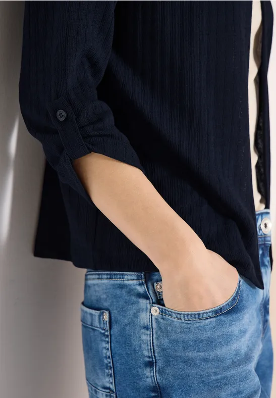 Vest met 3/4 mouwen in een gebreide look universal blue