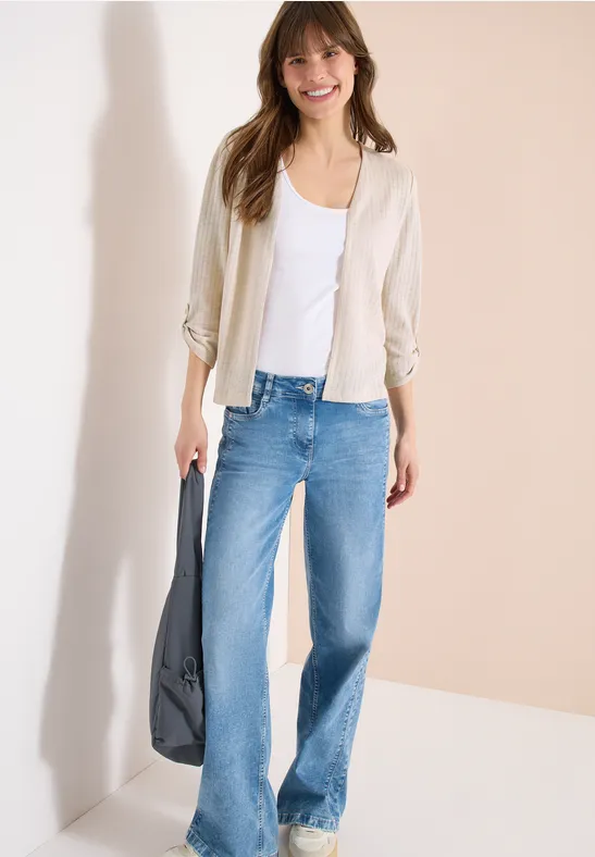 Veste à manches 3/4 en tricot pearl beige