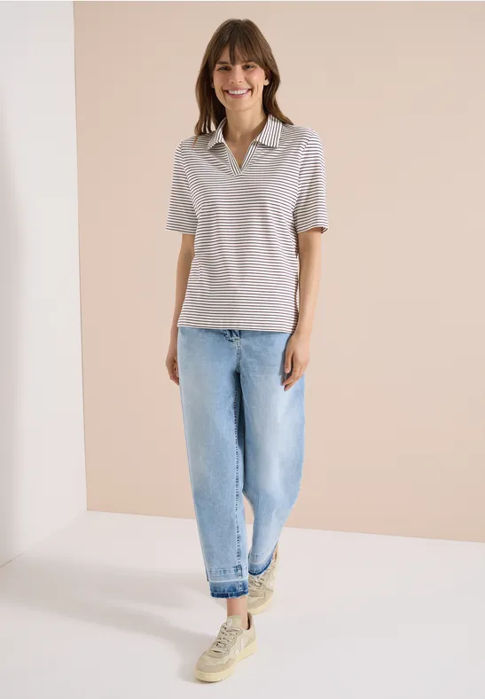 Kurzarm Poloshirt mit Streifen sweet grape red