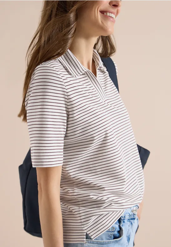 Kurzarm Poloshirt mit Streifen sweet grape red