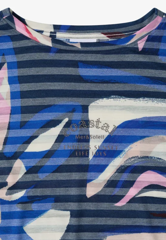 Kurzarm Shirt mit Ausbrennerstreifen universal blue