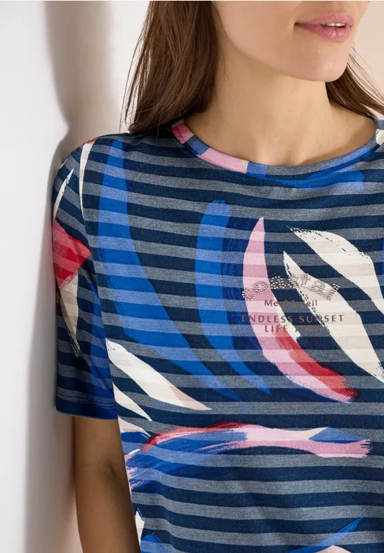 Kurzarm Shirt mit Ausbrennerstreifen universal blue