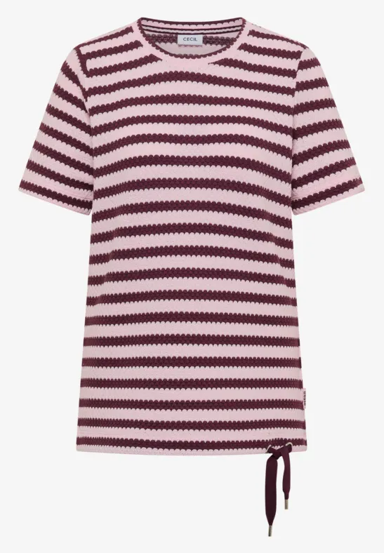 T-shirt à col rond en look ajouré light blush rose