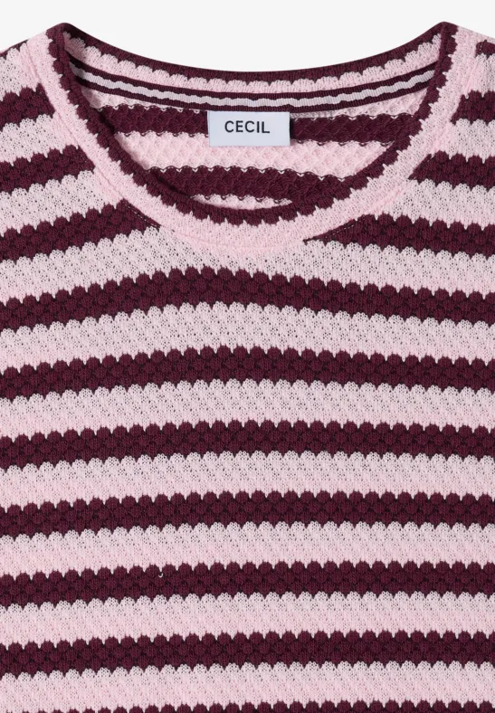 T-shirt à col rond en look ajouré light blush rose