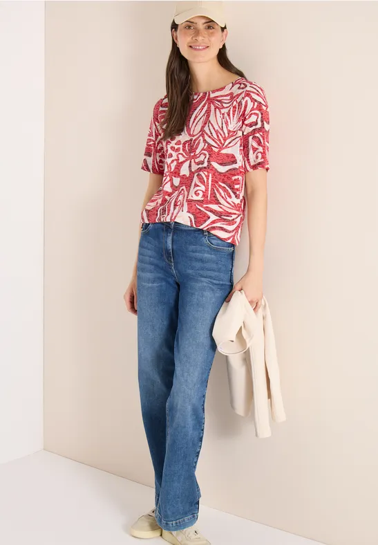 Shirt met burn-out look glazed apple red