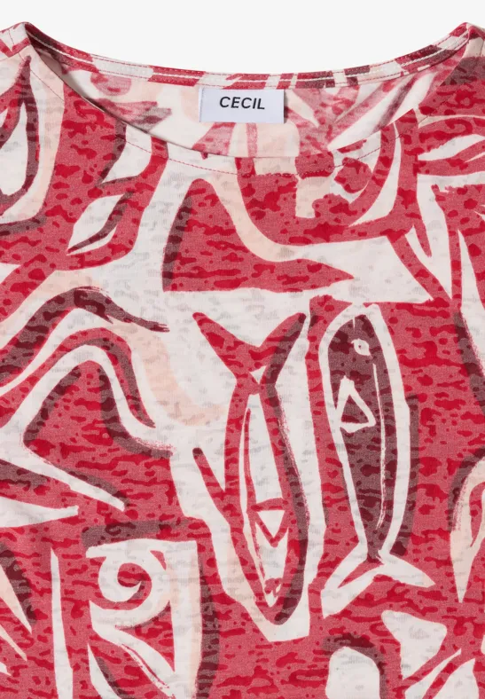 Shirt met burn-out look glazed apple red