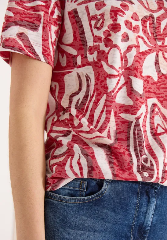 Shirt met burn-out look glazed apple red