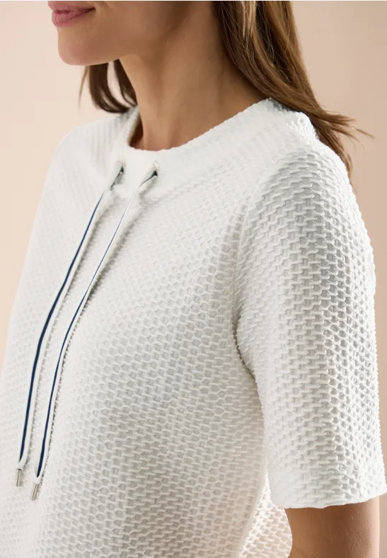 T-Shirt mit Rundhals mit Tunnelzug vanilla white