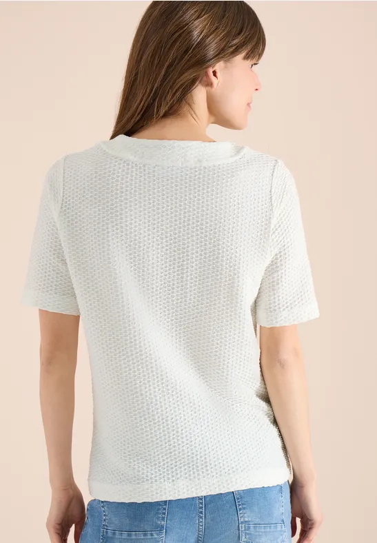 T-Shirt mit Rundhals mit Tunnelzug vanilla white