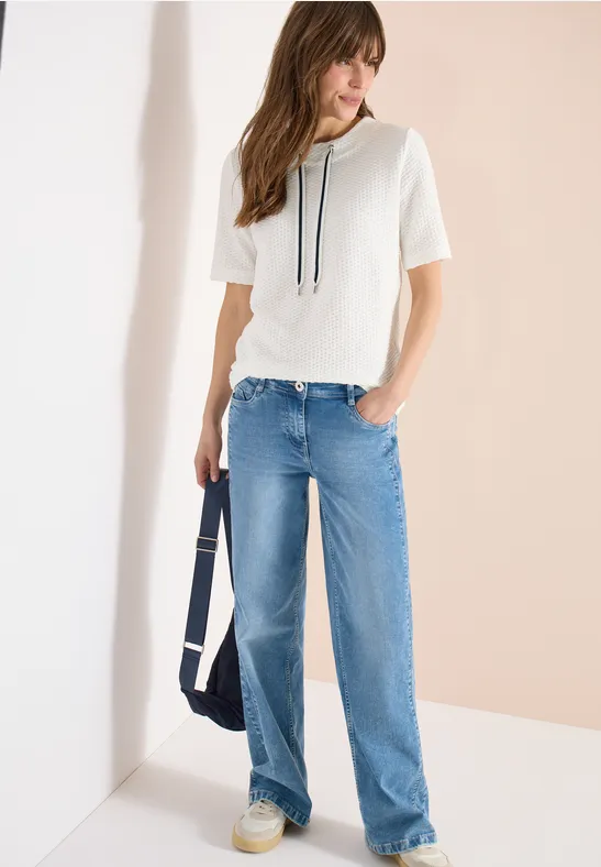 T-Shirt mit Rundhals mit Tunnelzug vanilla white