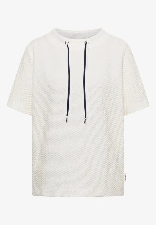 T-Shirt mit Rundhals mit Tunnelzug vanilla white