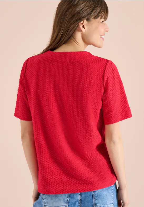T-Shirt mit Rundhals mit Tunnelzug glazed apple red
