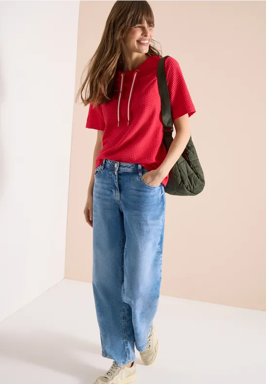 T-Shirt mit Rundhals mit Tunnelzug glazed apple red