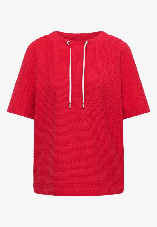 T-Shirt mit Rundhals mit Tunnelzug glazed apple red