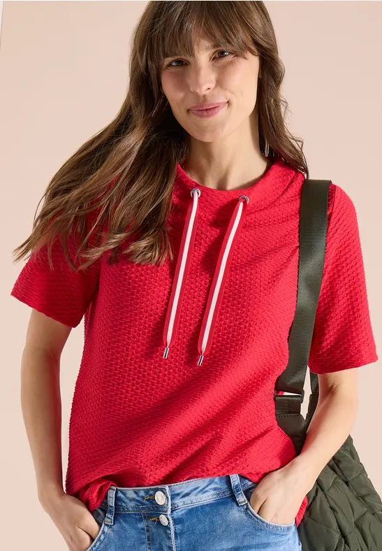 T-Shirt mit Rundhals mit Tunnelzug glazed apple red