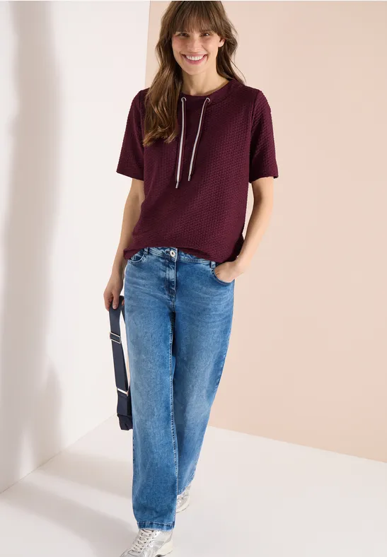 T-Shirt mit Rundhals mit Tunnelzug sweet grape red