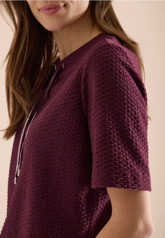 T-Shirt mit Rundhals mit Tunnelzug sweet grape red