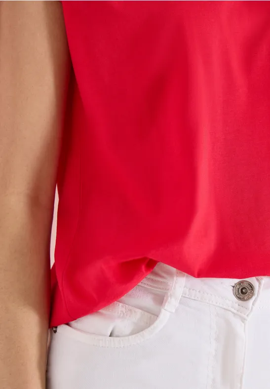 T-shirt avec col en V et détail en dentelle glazed apple red