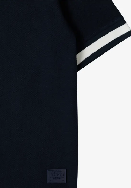 Kurzarm Shirt mit Kapuze und Rippdetails universal blue