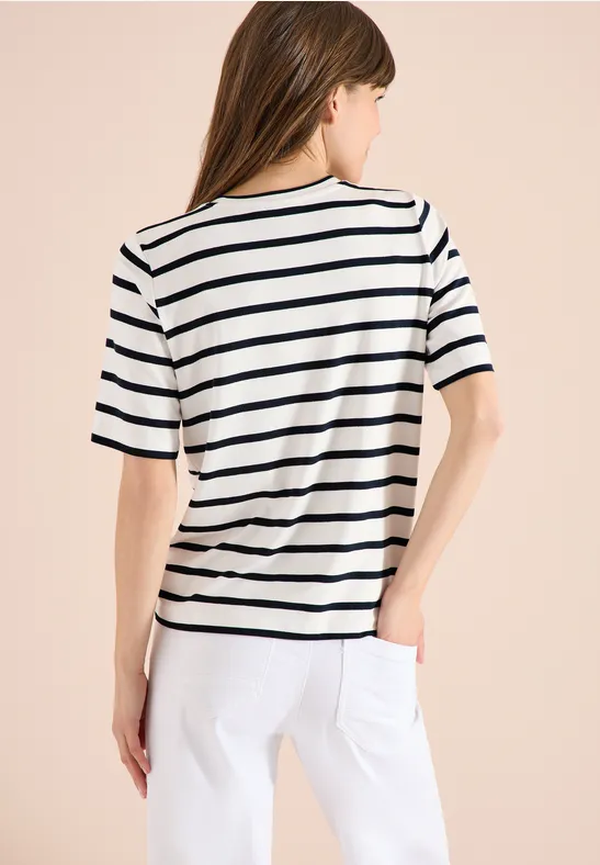 Kurzarm Shirt mit Rundhals und Streifen universal blue