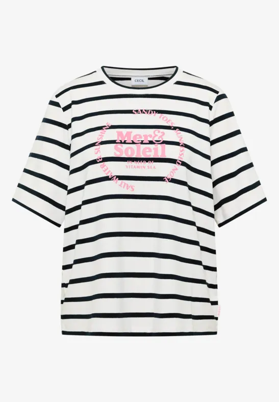 Kurzarm Shirt mit Rundhals und Streifen universal blue